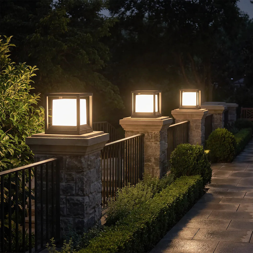 Square Garden Pedestal Light, Solar or Hardwired LED, IP54 — product view 3