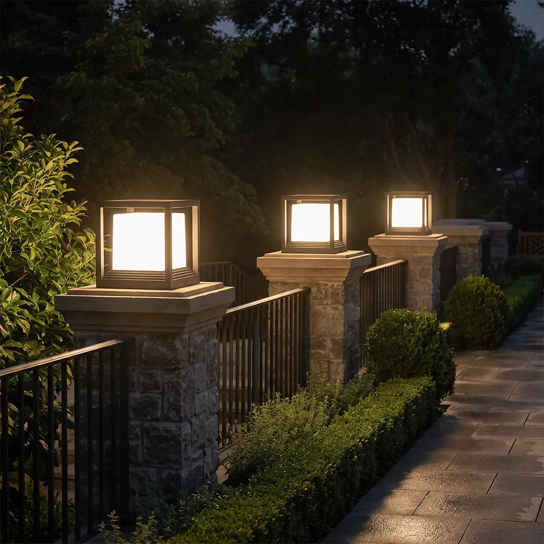 Square Garden Pedestal Light, Solar or Hardwired LED, IP54 — product view 3
