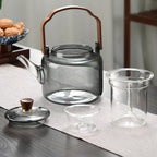 SacredHut | Grijzen Teekanne | Wood & Glass, Tea Maker