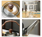 SacredHut | Grijzen Teekanne | Wood & Glass, Tea Maker