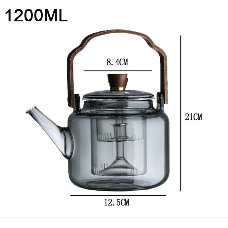 SacredHut | Grijzen Teekanne | Wood & Glass, Tea Maker
