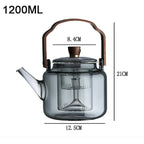 SacredHut | Grijzen Teekanne | Wood & Glass, Tea Maker