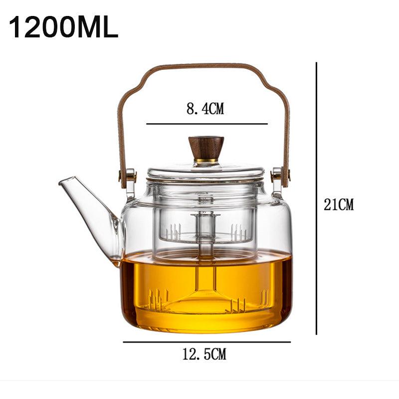 SacredHut | Grijzen Teekanne | Wood & Glass, Tea Maker