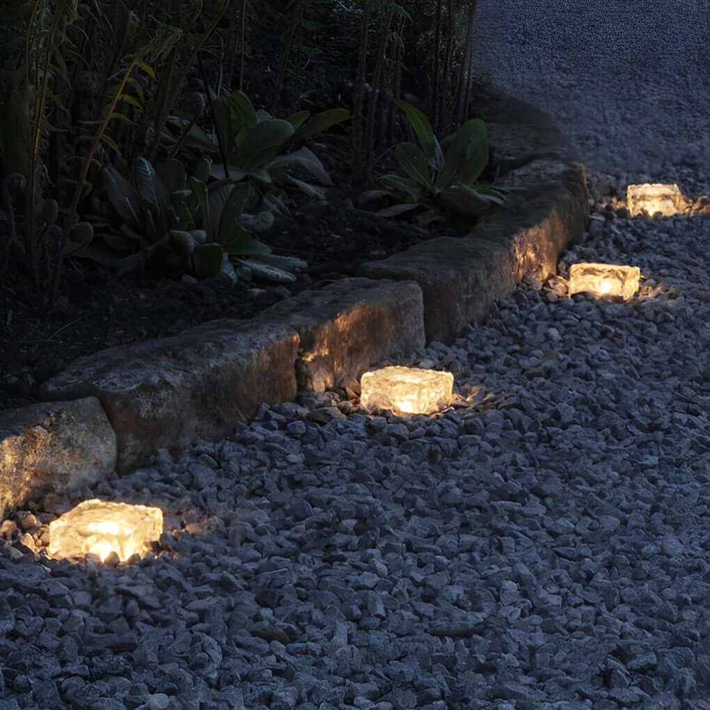 Solar Ice Cube Step Lights, IP65 LED Garden and Path Lighting — Warm White