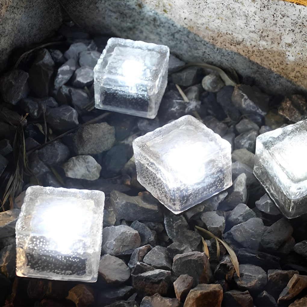 Solar Ice Cube Step Lights, IP65 LED Garden and Path Lighting — White