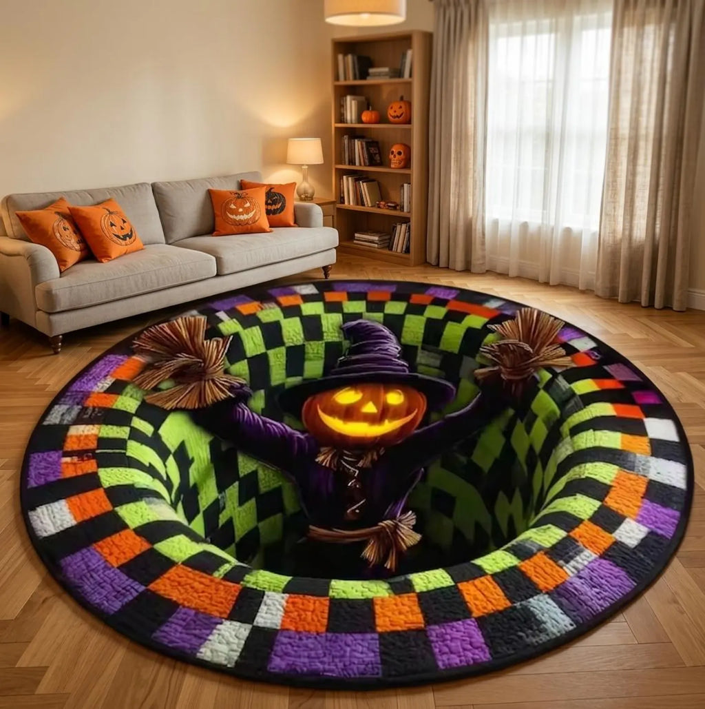 Halloween Optical Illusion Round Rug, Non-Slip Floor Mat - product view 6