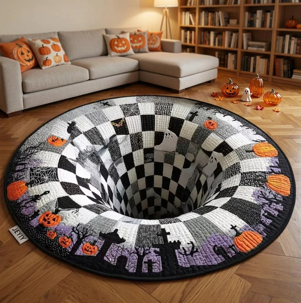 Halloween Optical Illusion Round Rug, Non-Slip Floor Mat - product view 4
