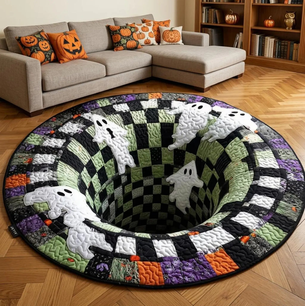 Halloween Optical Illusion Round Rug, Non-Slip Floor Mat - product view 3