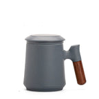 SacredHut | Japanese Ceramic Tea Mug Set with Tea Strainer and Lid, Handmade