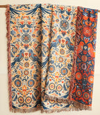 Bird and Floral Cotton Throw Blanket, Breathable Double Gauze — product view 4