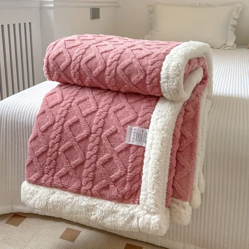 Sherpa Throw Blanket — Blush Pink