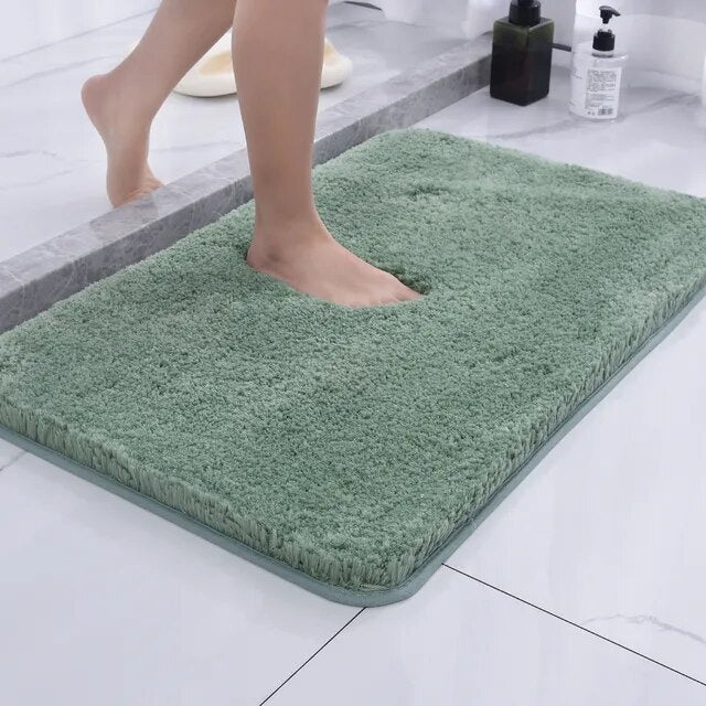 Plush Faux Fur Bath Rug — Green