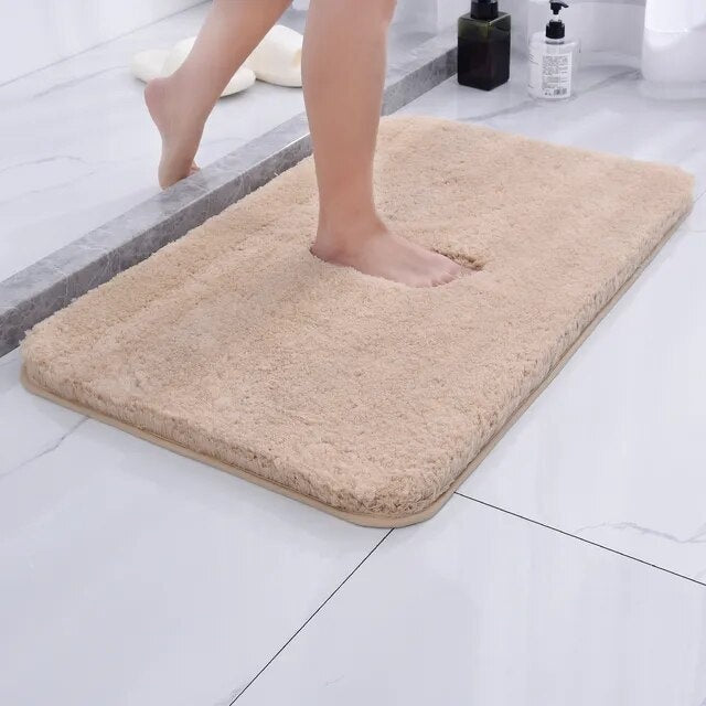 Plush Faux Fur Bath Rug — Beige