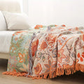100% Cotton Floral Boho Throw Blanket with Tassels — product view 2