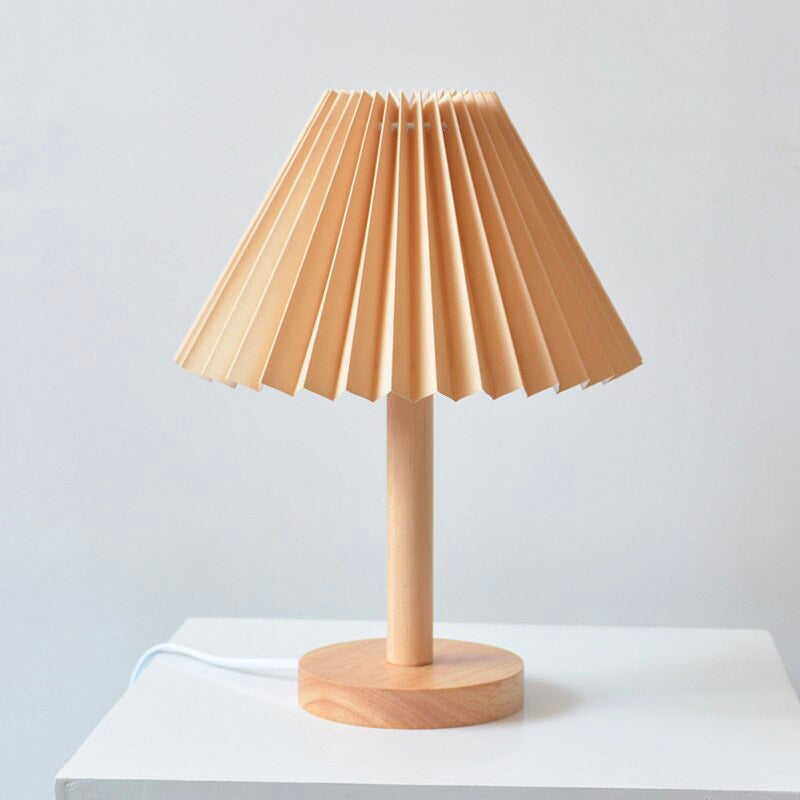 SacredHut | Wood bedside lamp with folded shade