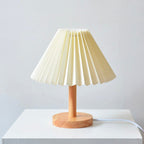 SacredHut | Wood bedside lamp with folded shade
