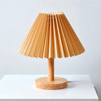 SacredHut | Wood bedside lamp with folded shade
