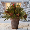 Pre-Lit Evergreen Christmas Urn Filler, Battery-Powered LED Decor - product view 2