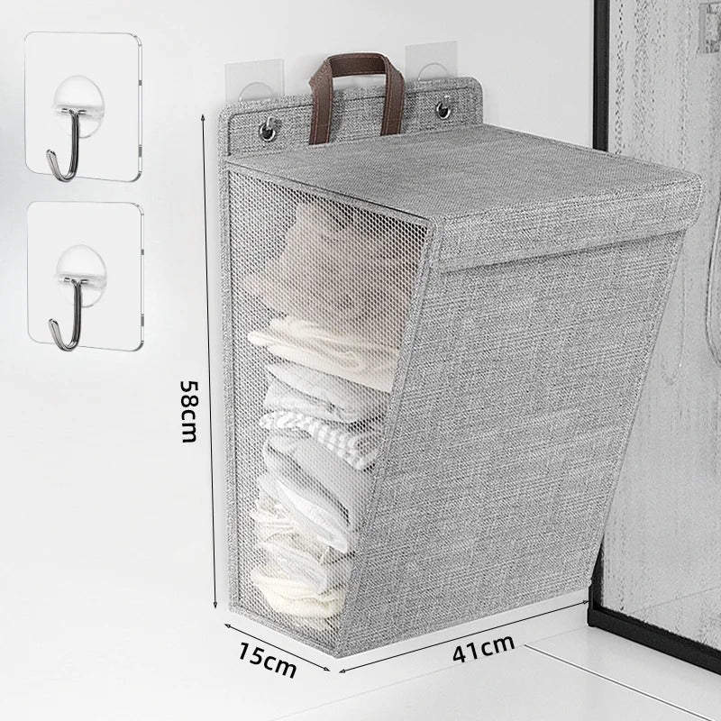 Wall-mounted foldable linen laundry hamper