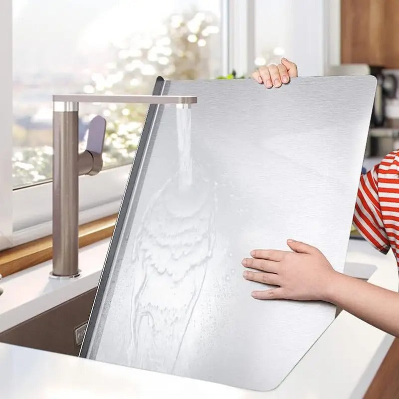SacredHut | High-quality cutting board made of stainless steel with edge – ideal for homemade pizza, pastries, and more!