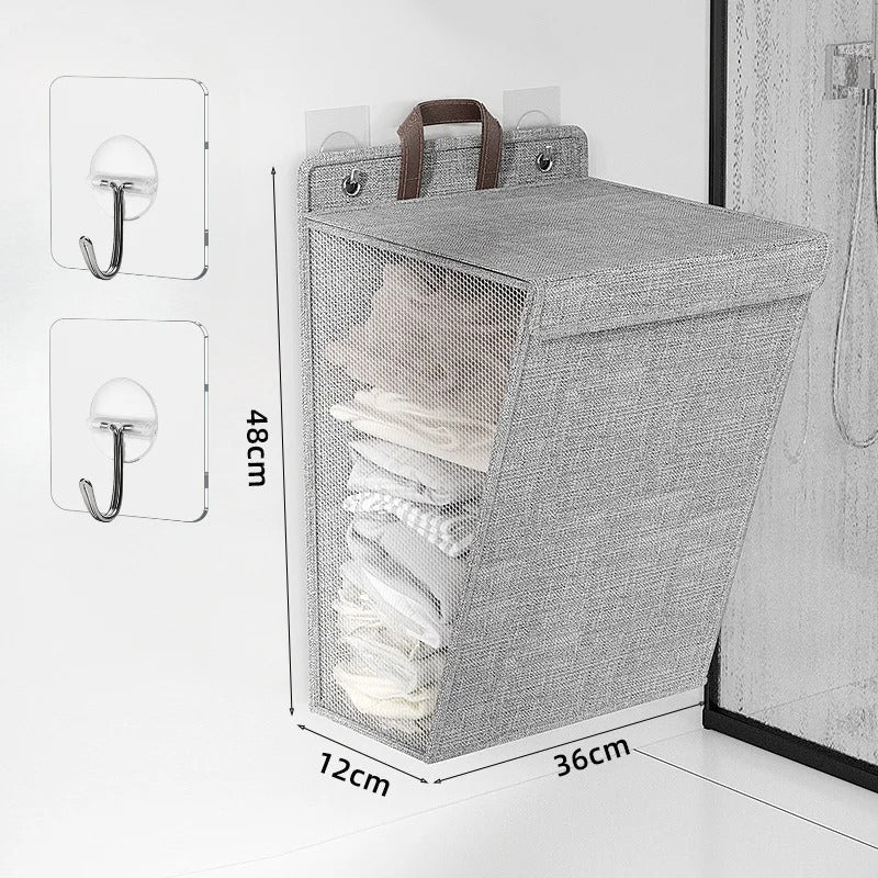 Wall-mounted foldable linen laundry hamper