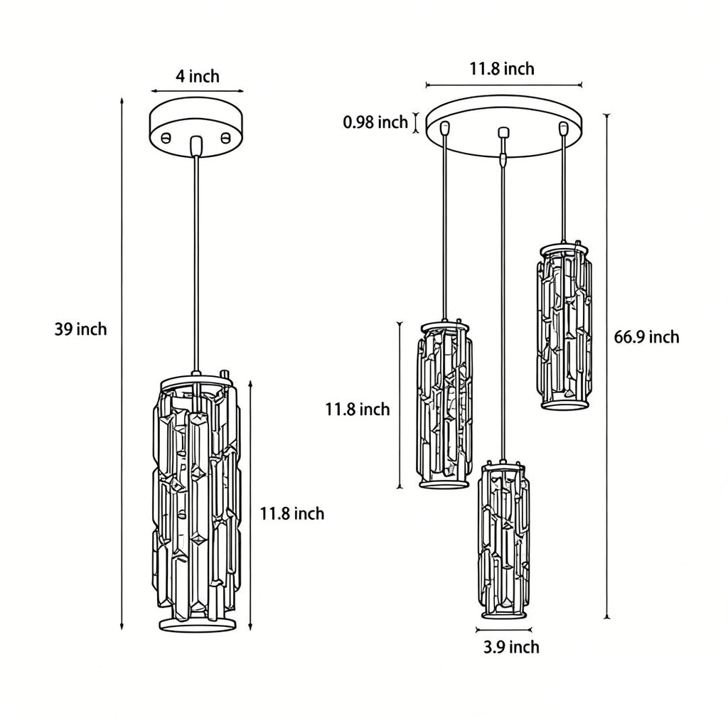Mini Crystal Pendant Light, Single-Light E27 Glass Ceiling Lamp — product view 13