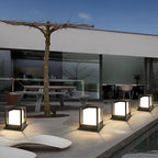 Square Garden Pedestal Light, Solar or Hardwired LED, IP54 — Solar, 8.9''x8.9''x10''