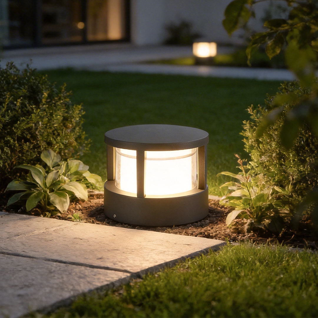 Round Outdoor LED Post Light, Double-Layer Acrylic Shade, IP65 — product view 1
