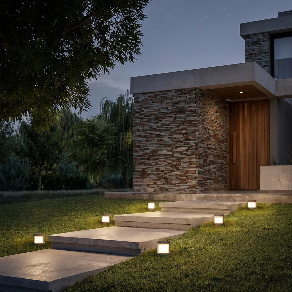 Round Outdoor LED Post Light, Double-Layer Acrylic Shade, IP65 — product view 3