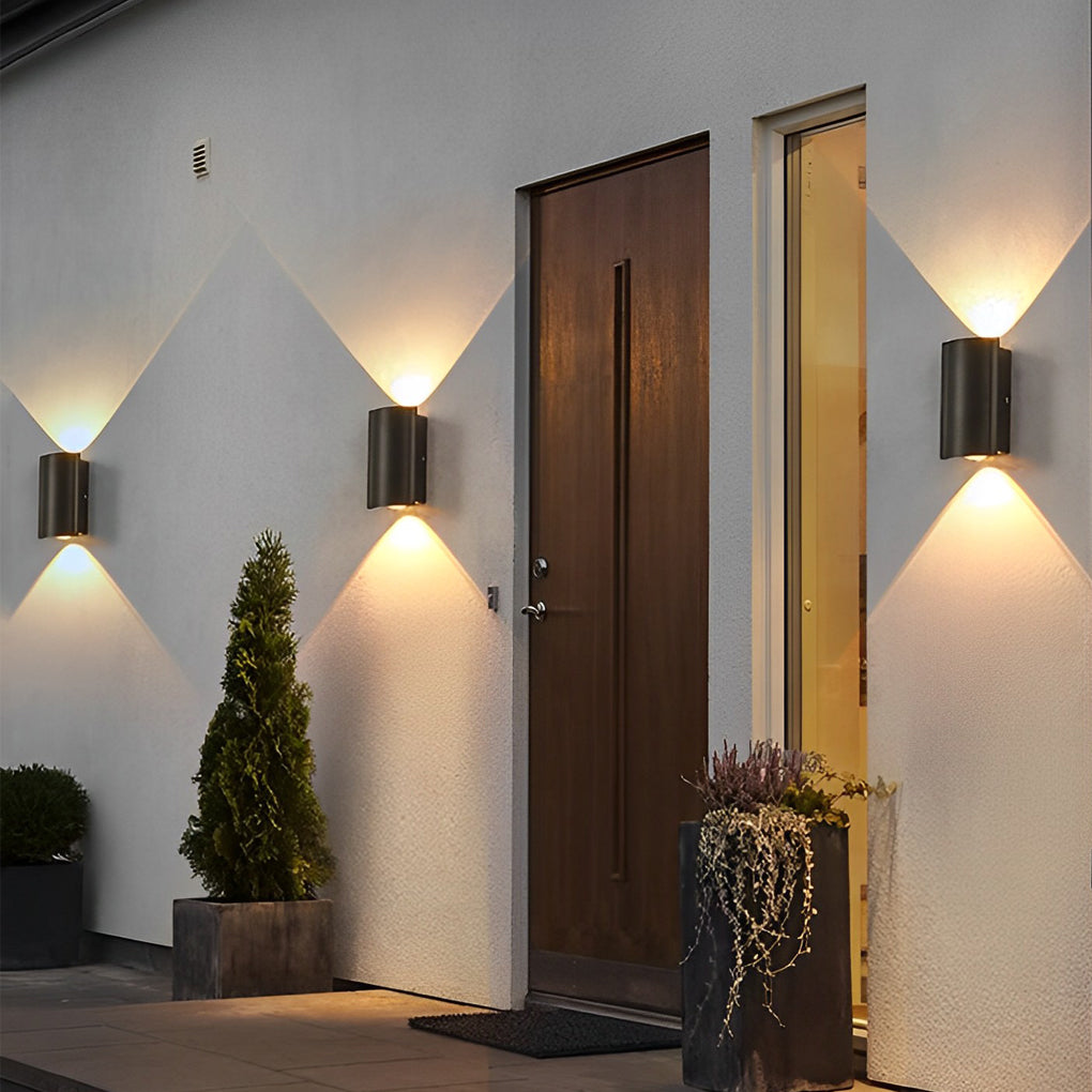 Wave LED Outdoor Wall Light, Up-and-Down Lighting, IP65 — 2-Light, Warm White
