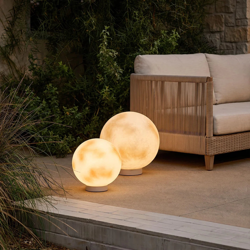 Moon Globe Outdoor Pillar Light, 8 or 12 Inch, Solar or Wired — product view 4