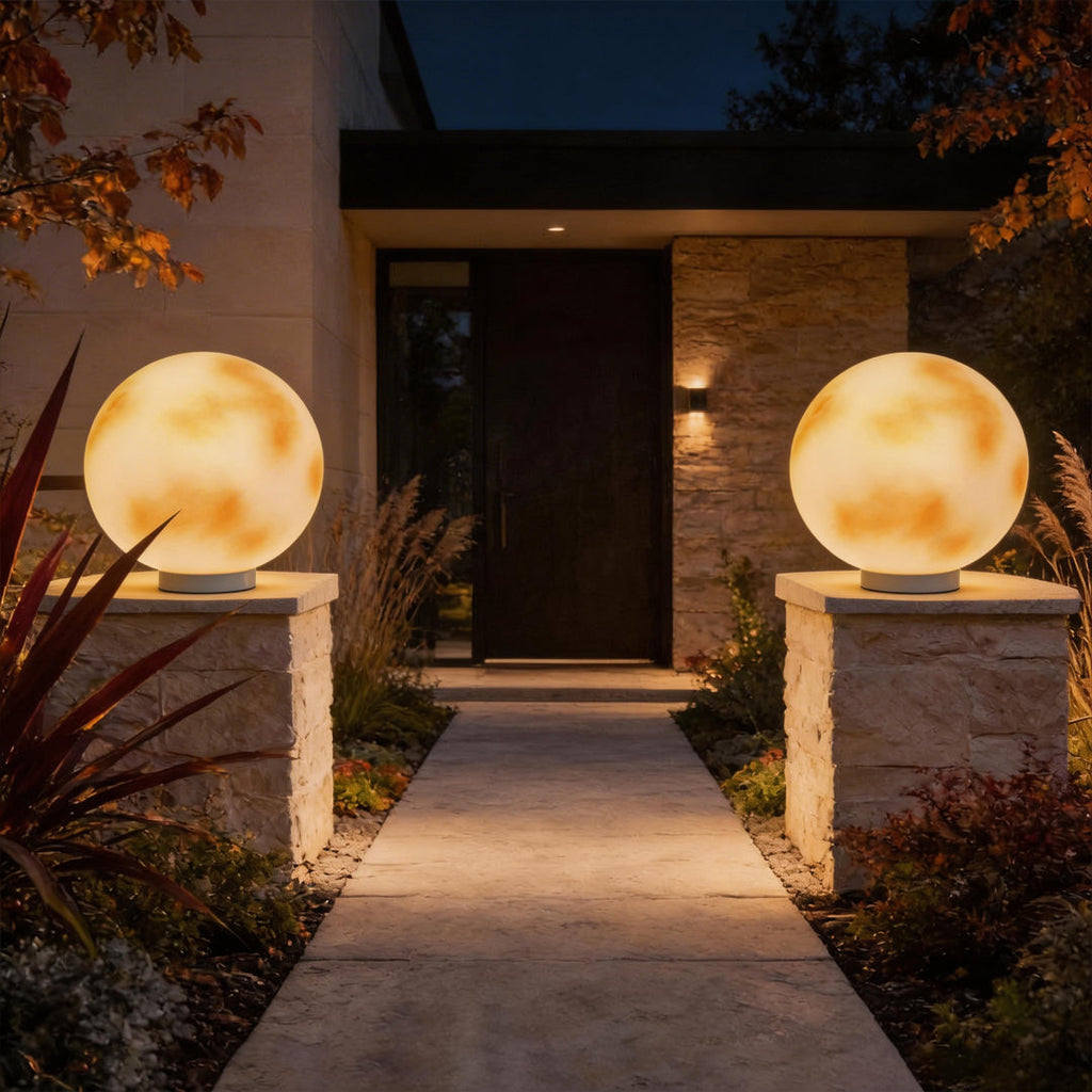 Moon Globe Outdoor Pillar Light, 8 or 12 Inch, Solar or Wired — product view 7