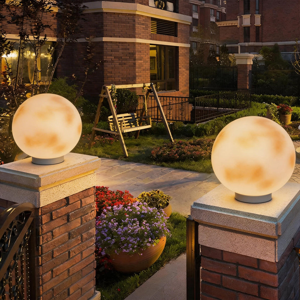 Moon Globe Outdoor Pillar Light, 8 or 12 Inch, Solar or Wired — product view 9