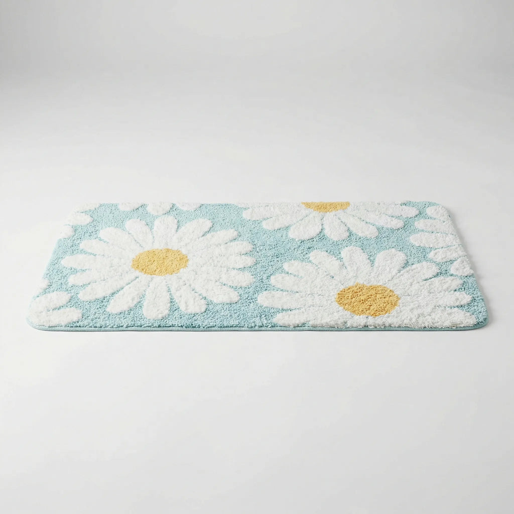 Daisy Bath Mat, Plush Absorbent Rug with Non-Slip Backing - product view 2
