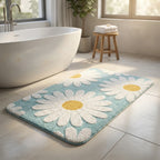 Daisy Bath Mat, Plush Absorbent Rug with Non-Slip Backing - product view 4