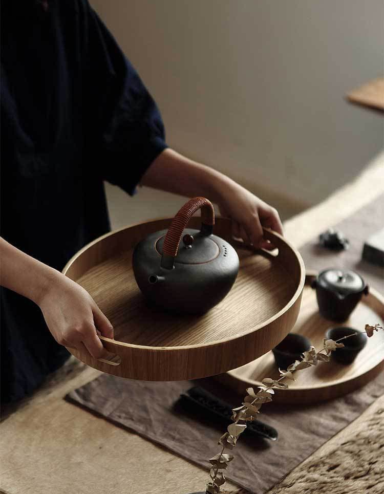SacredHut | Slim, round serving trays made of wood