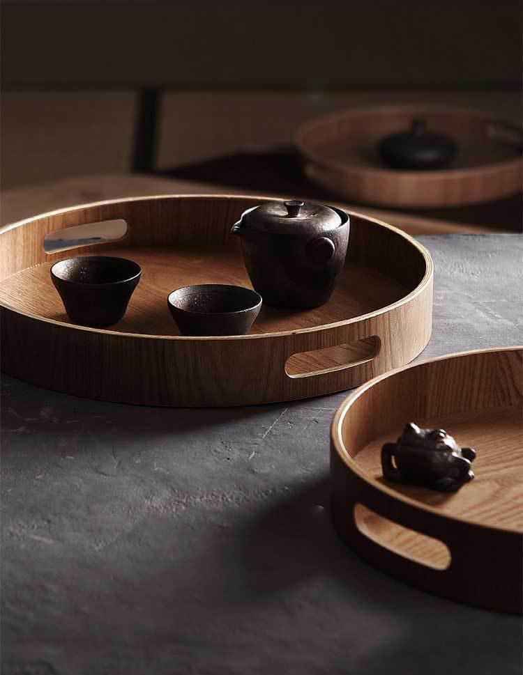 SacredHut | Slim, round serving trays made of wood
