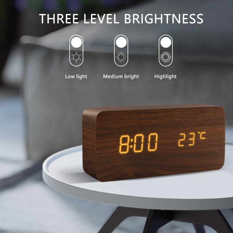 SacredHut | LED alarm clock in wooden cube shape
