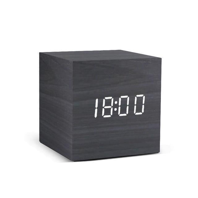 SacredHut | LED alarm clock in wooden cube shape