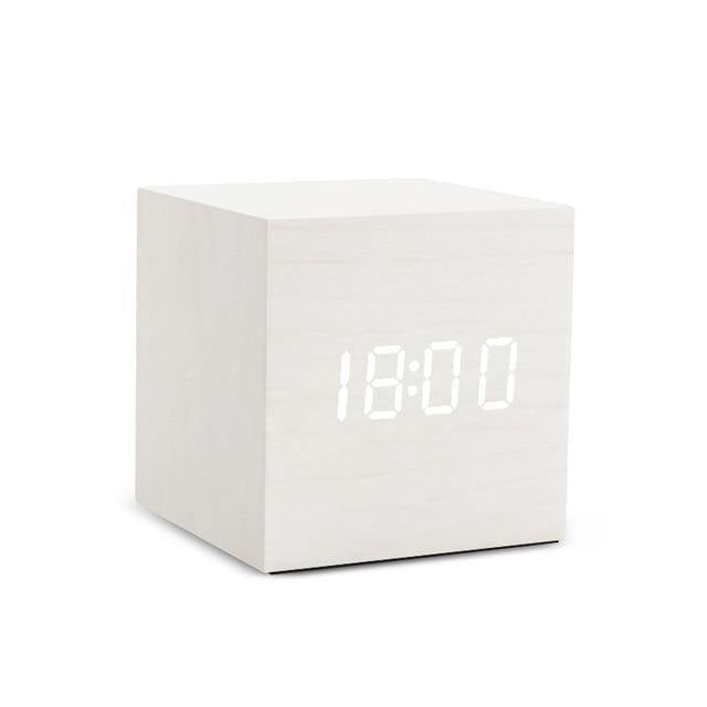 SacredHut | LED alarm clock in wooden cube shape