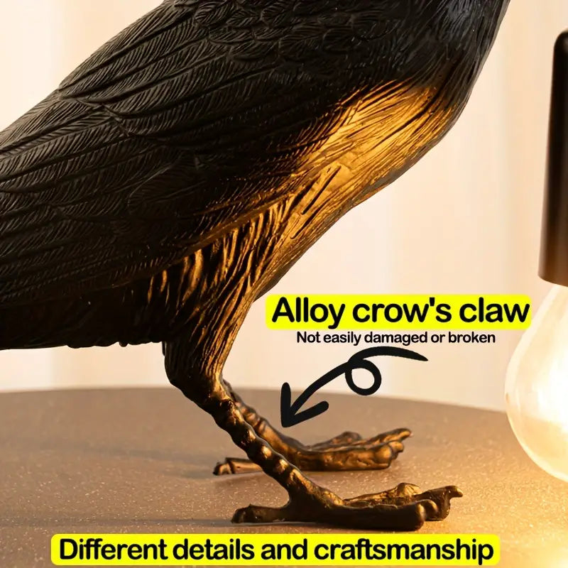 Raven Bird Lamp, Gothic Resin Accent Light with US Plug - product view 4
