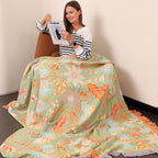 100% Cotton Floral Boho Throw Blanket with Tassels — product view 7