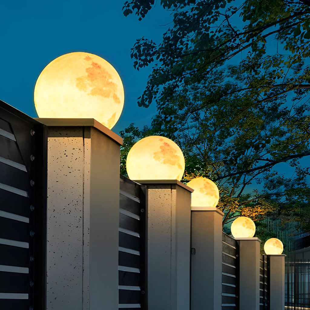Moon Globe Outdoor Pillar Light, 8 or 12 Inch, Solar or Wired — product view 8
