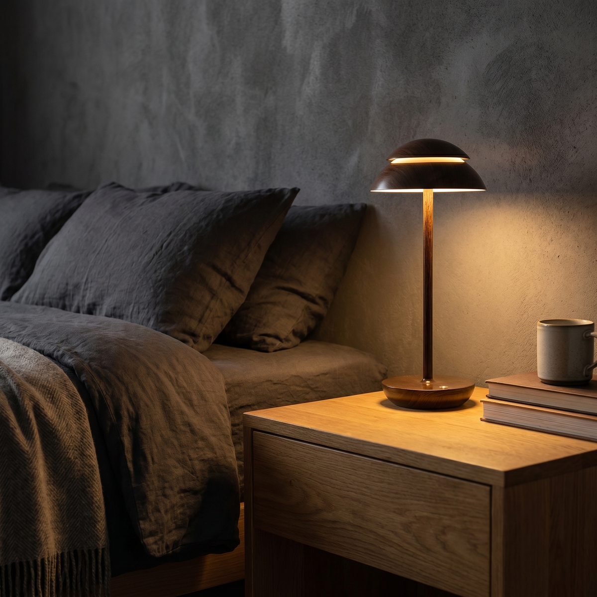 Rechargeable Cordless Table Lamp — Walnut
