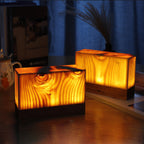 Wood LED Table Lamp, Rechargeable Touch-Control Bedside Light — Rectangle, 6.7''x2.4''x4.5''