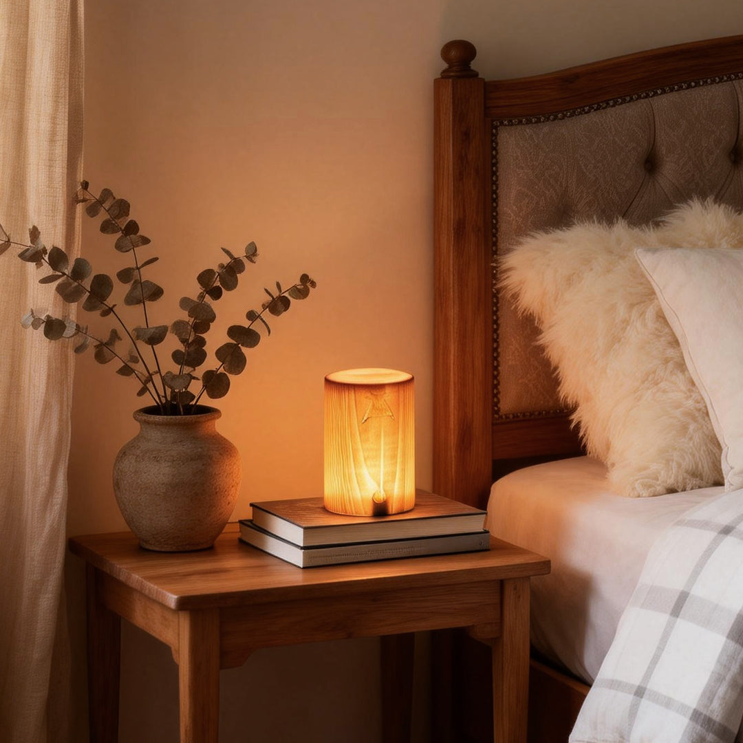Wood LED Table Lamp, Rechargeable Touch-Control Bedside Light — product view 3