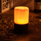 Wood LED Table Lamp, Rechargeable Touch-Control Bedside Light — Cylindrical, 2.3''x3''