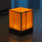 Wood LED Table Lamp, Rechargeable Touch-Control Bedside Light — Square, 3.3''x3.3''x4.6''