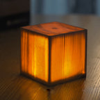 Wood LED Table Lamp, Rechargeable Touch-Control Bedside Light — Square, 3.3''x3.3''x3.5''