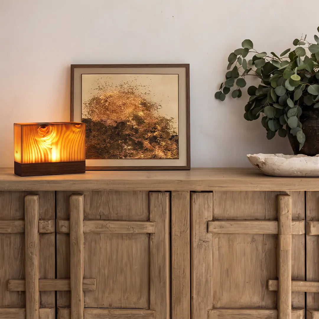Wood LED Table Lamp, Rechargeable Touch-Control Bedside Light — product view 2